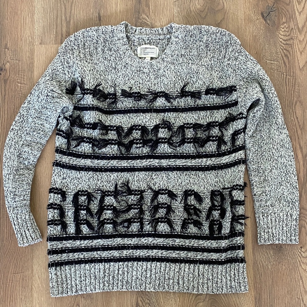 Current/Elliott Jacquard Fringe Knit Sweater